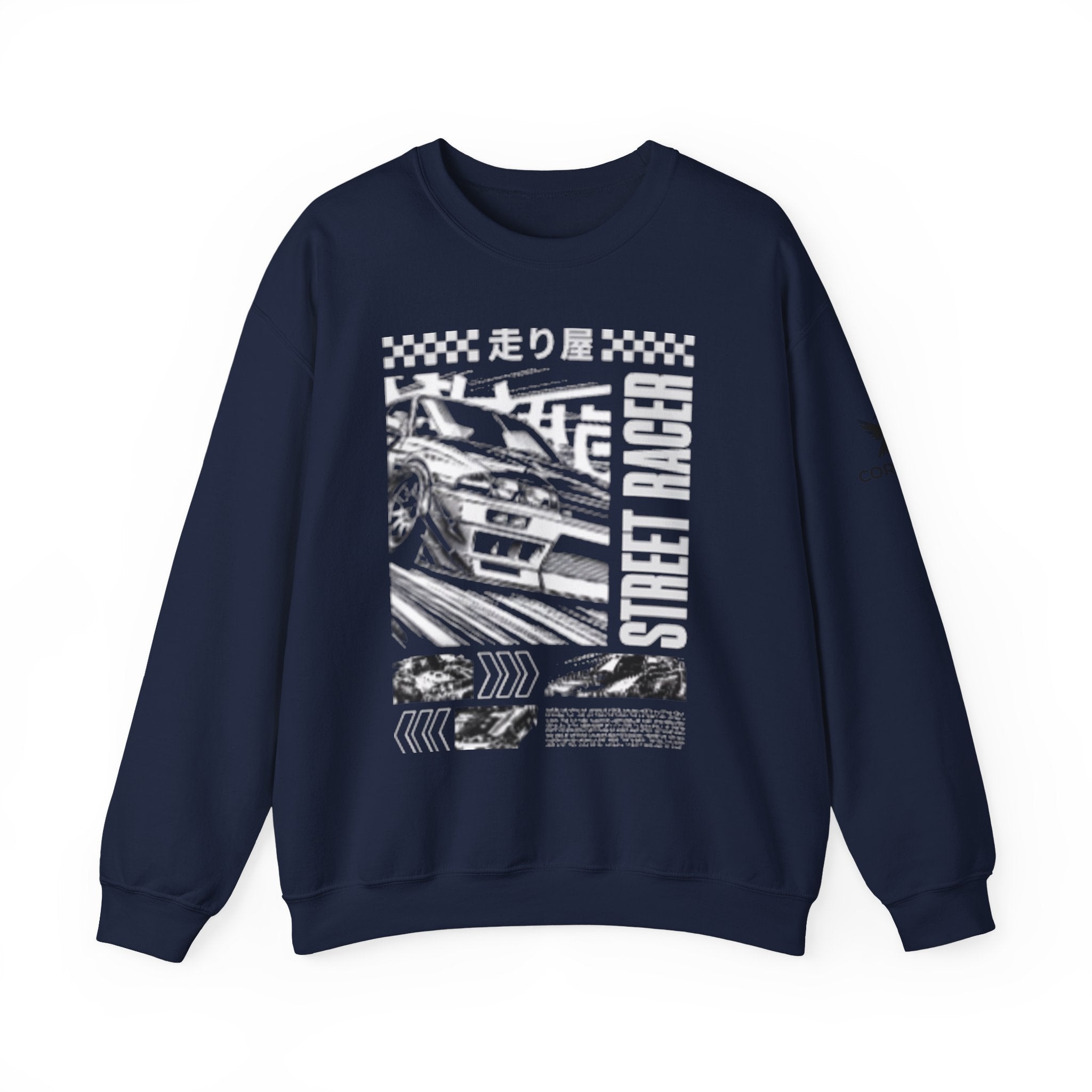 Street Racer Crewneck Sweatshirt — Vintage Japanese Drift Racing Graphic