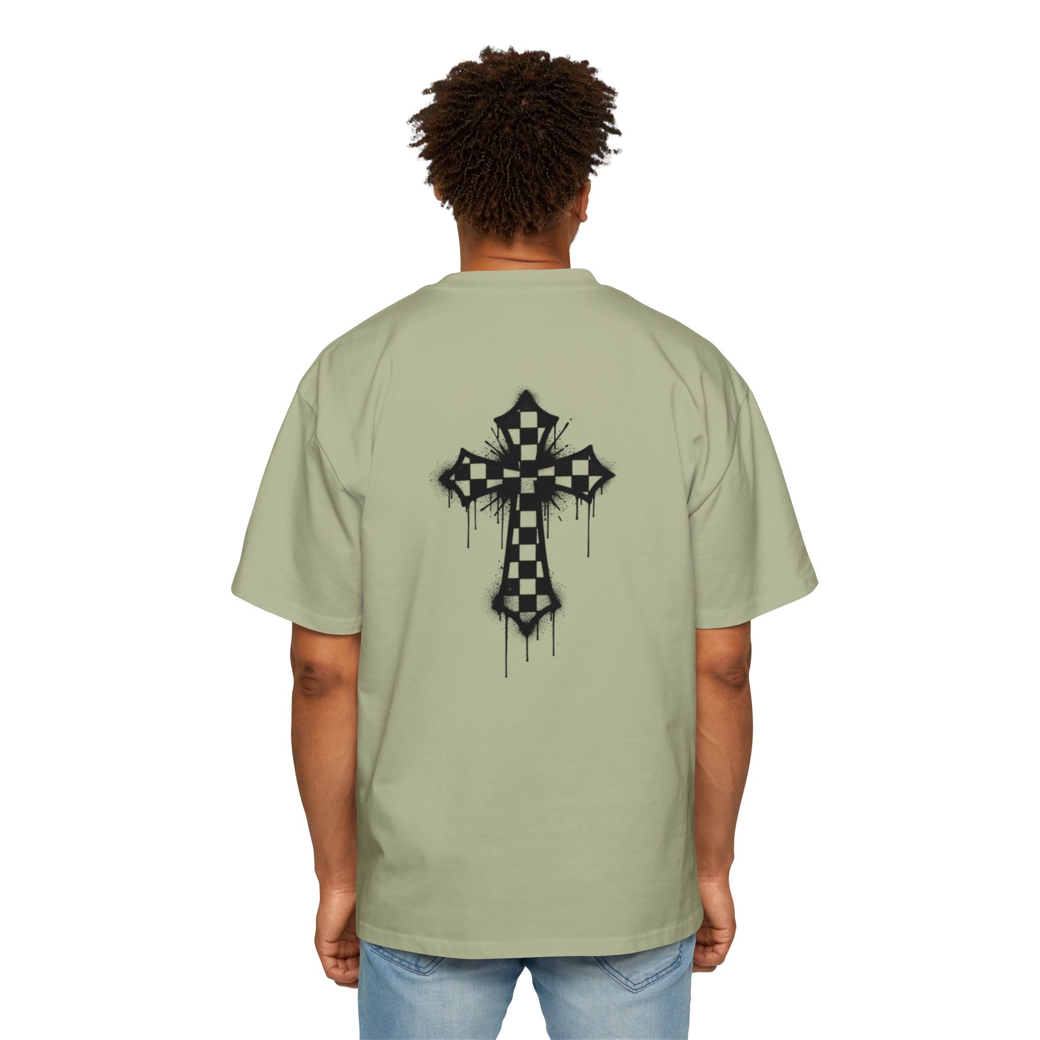 Corvus Gothic Tee — Dripping Checkerboard Cross Graphic