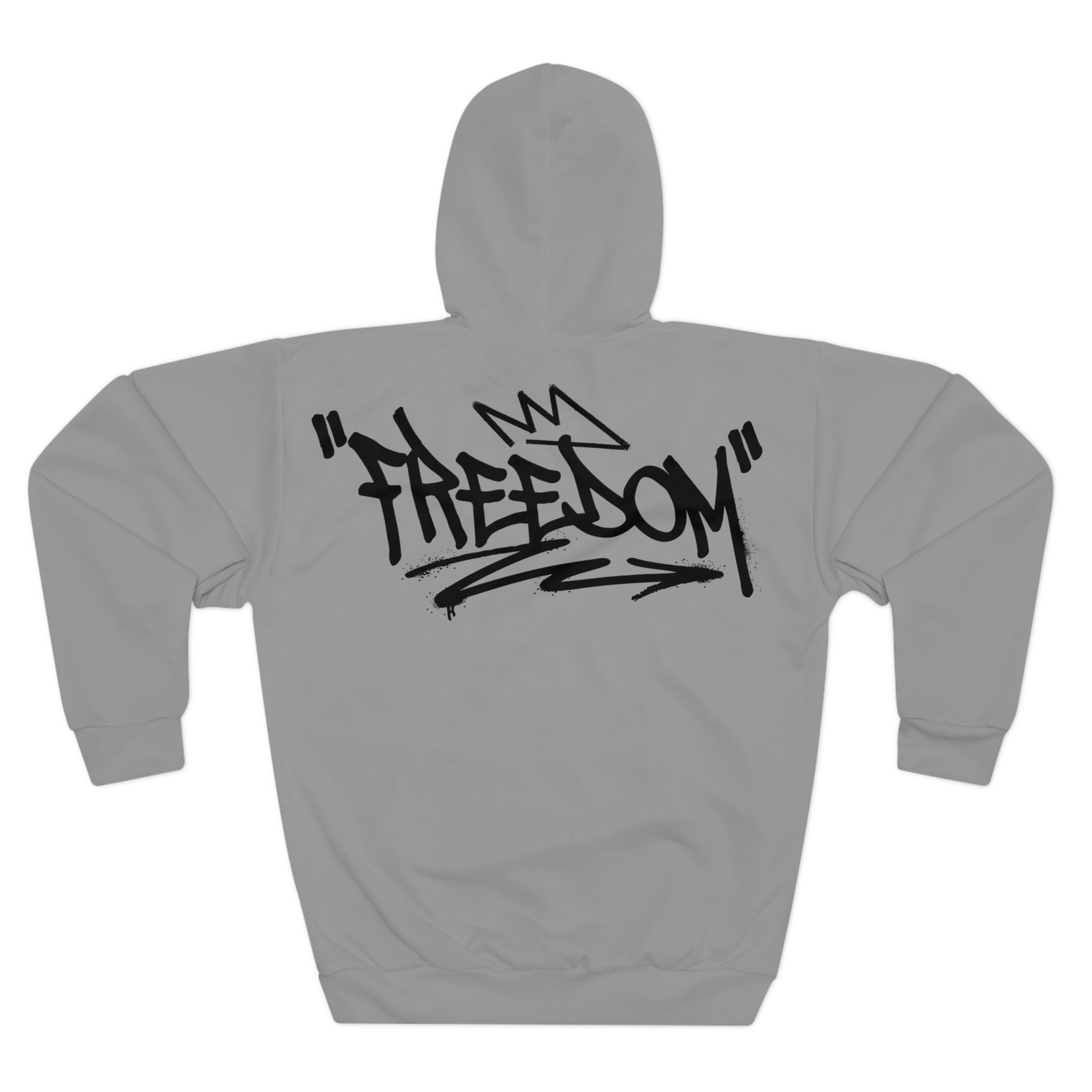 Freedom Graffiti Hoodie — Streetwear Pullover with 'Freedom' Back Design