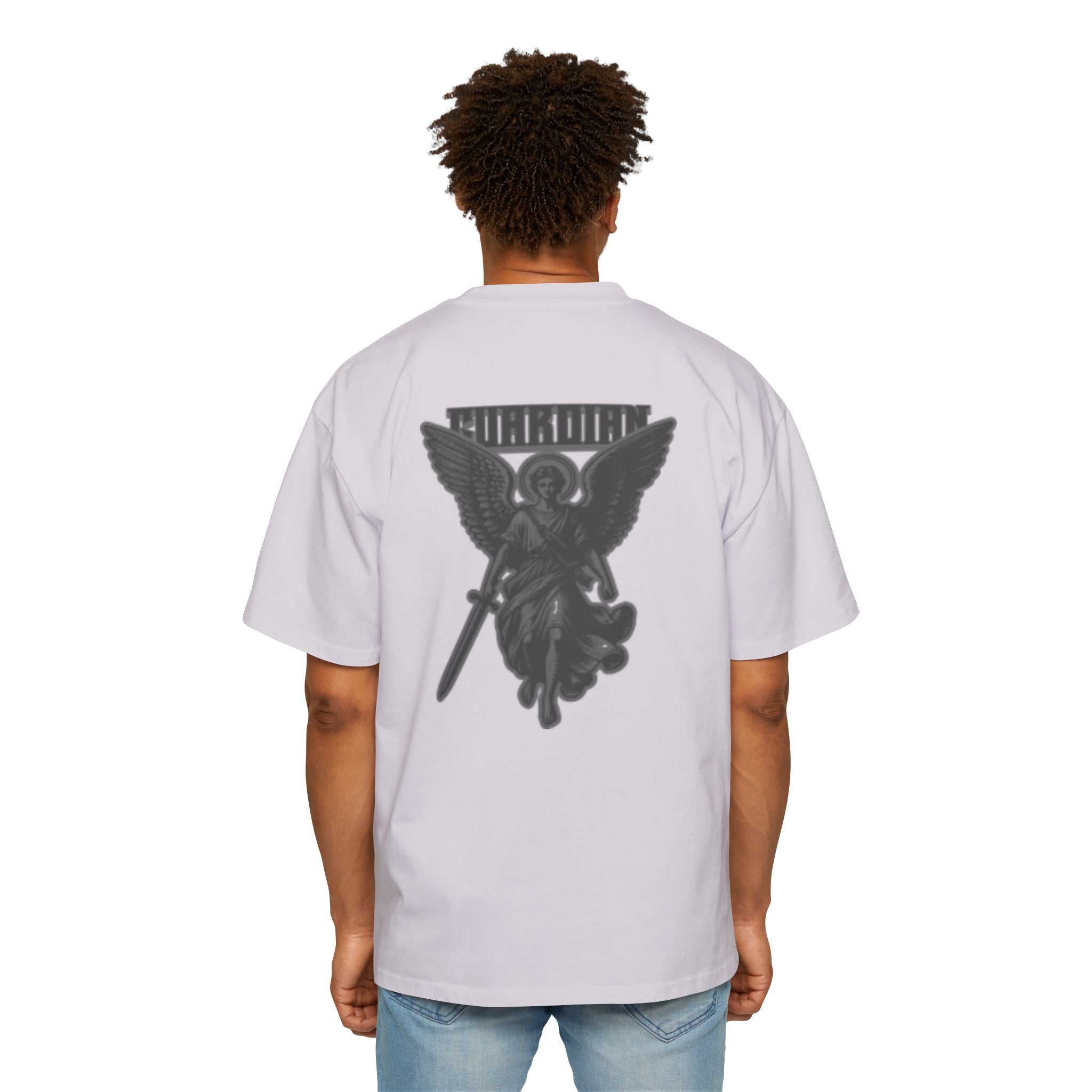 Angel Graphic Tee — "Corvus" Gothic Chest Print, Archangel Back Design