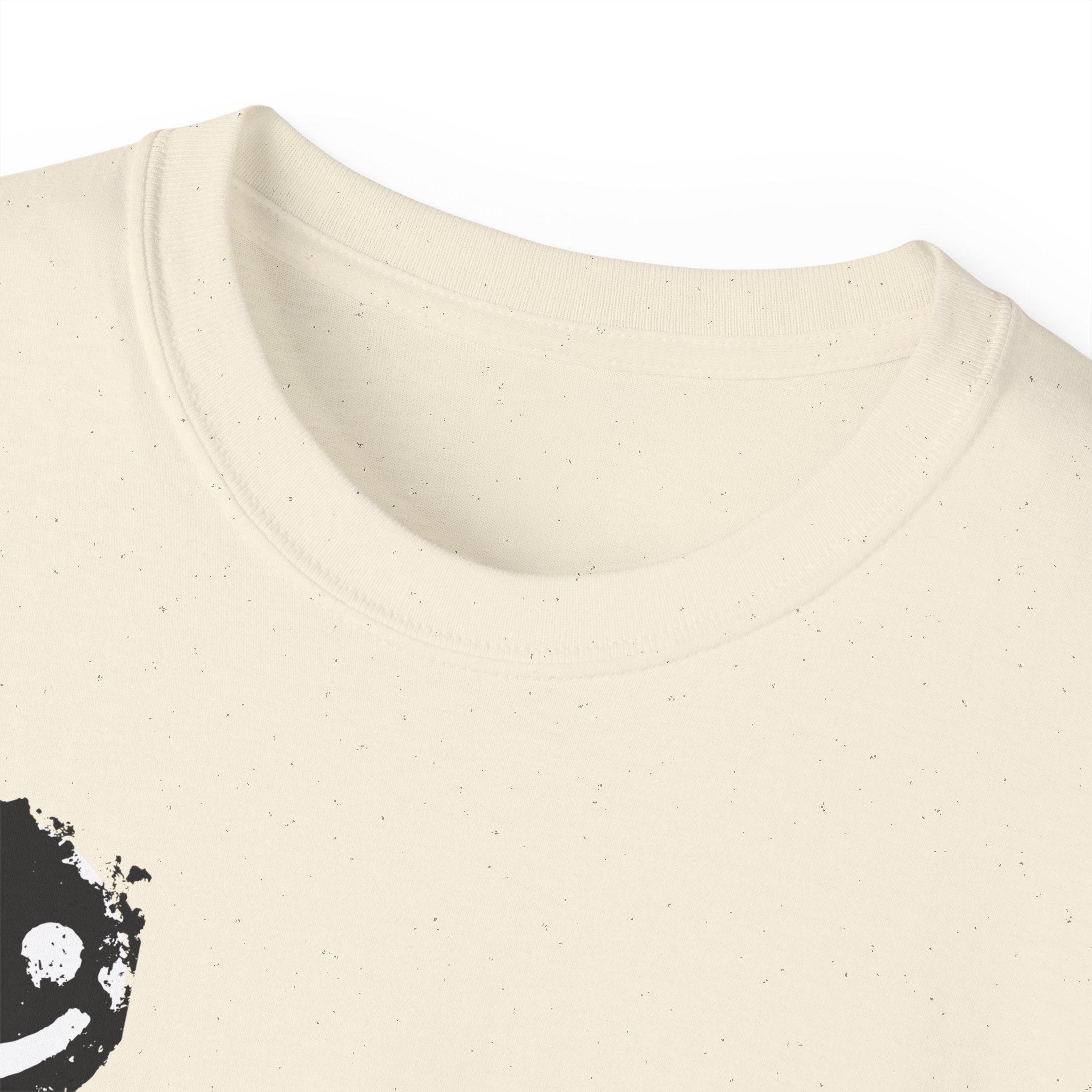 Smiley Crest Cotton Tee — Red Smiley Front, 'CORVUS' Star Logo Back