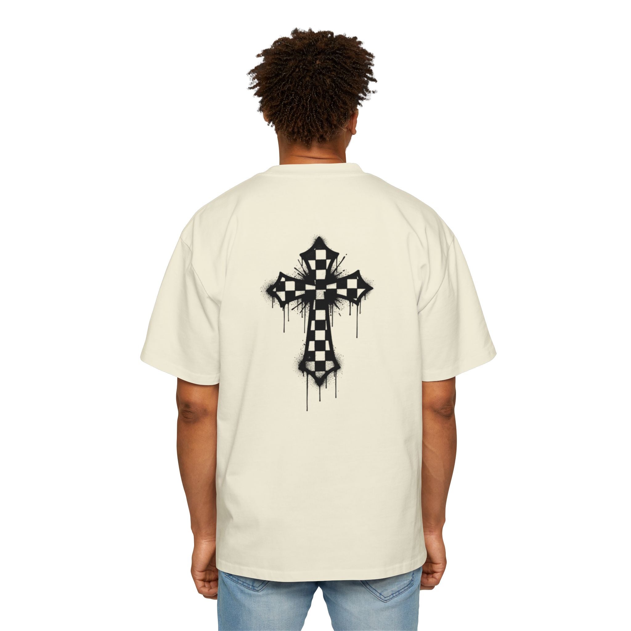 Corvus Gothic Tee — Dripping Checkerboard Cross Graphic