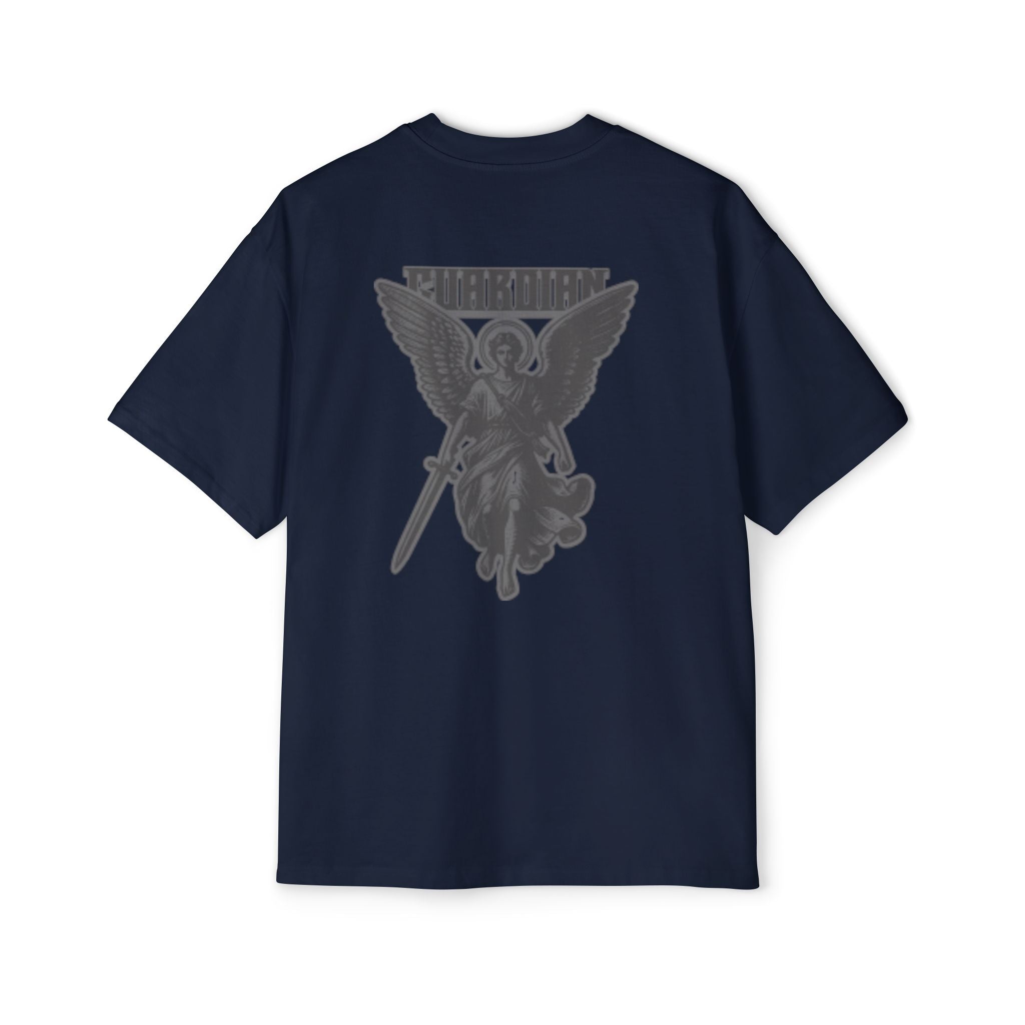 Angel Graphic Tee — "Corvus" Gothic Chest Print, Archangel Back Design