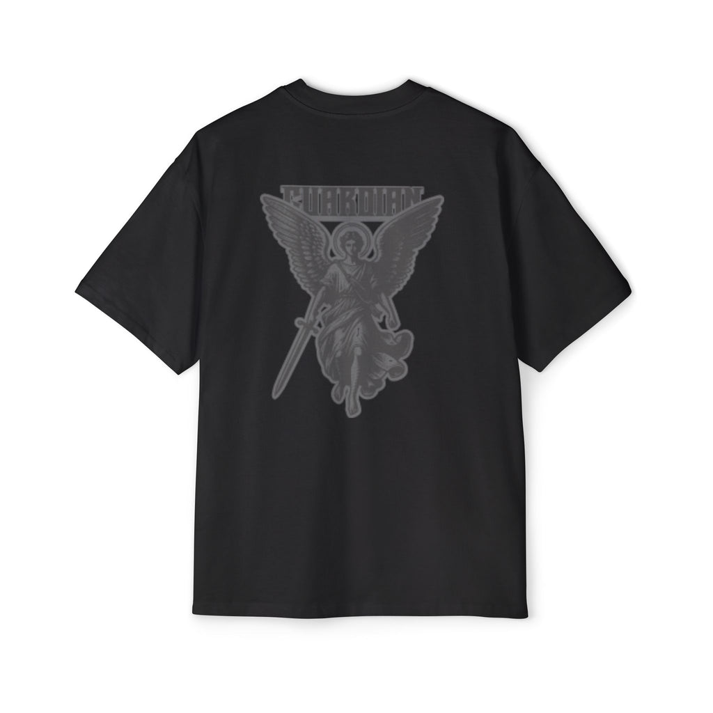 Angel Graphic Tee — "Corvus" Gothic Chest Print, Archangel Back Design