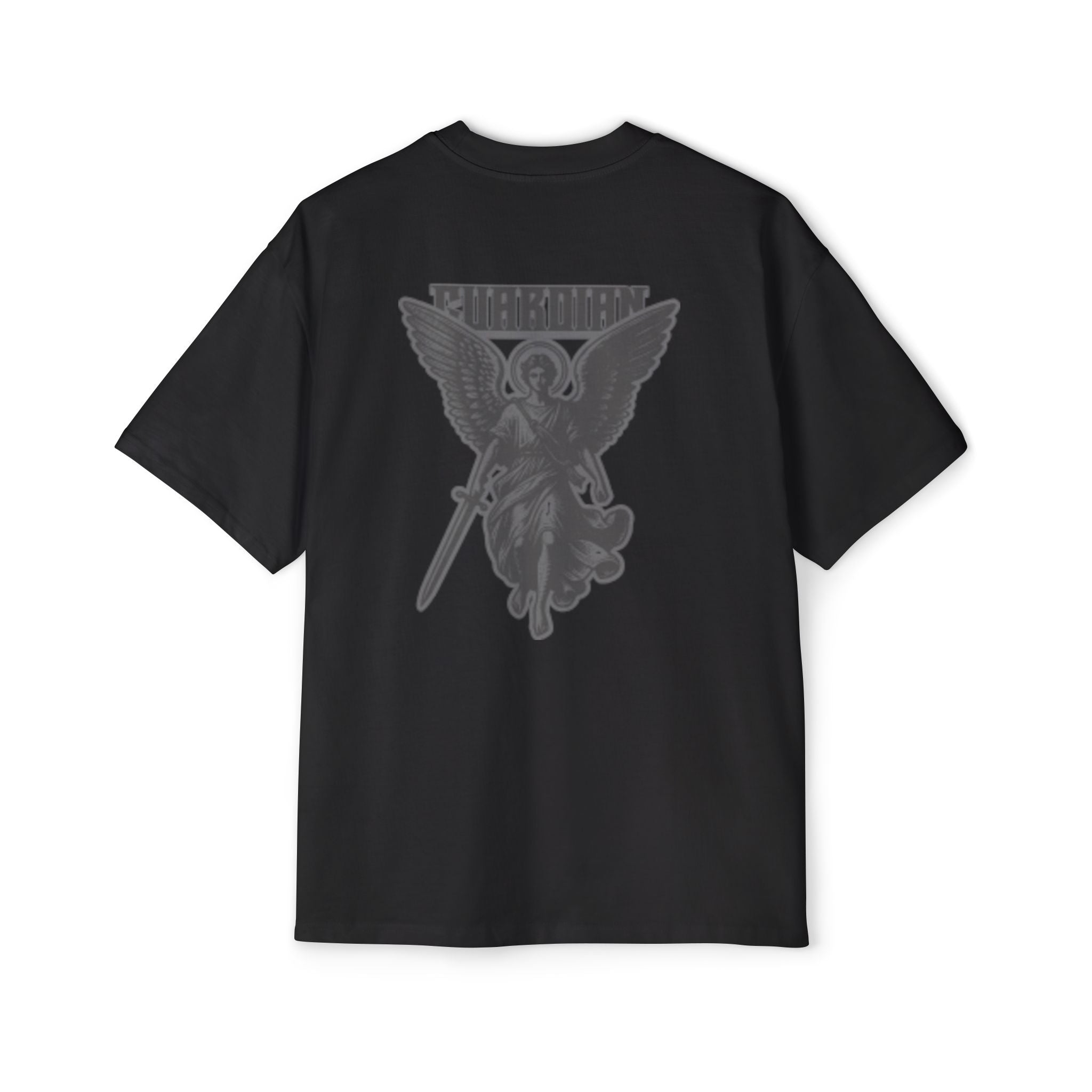 Angel Graphic Tee — "Corvus" Gothic Chest Print, Archangel Back Design