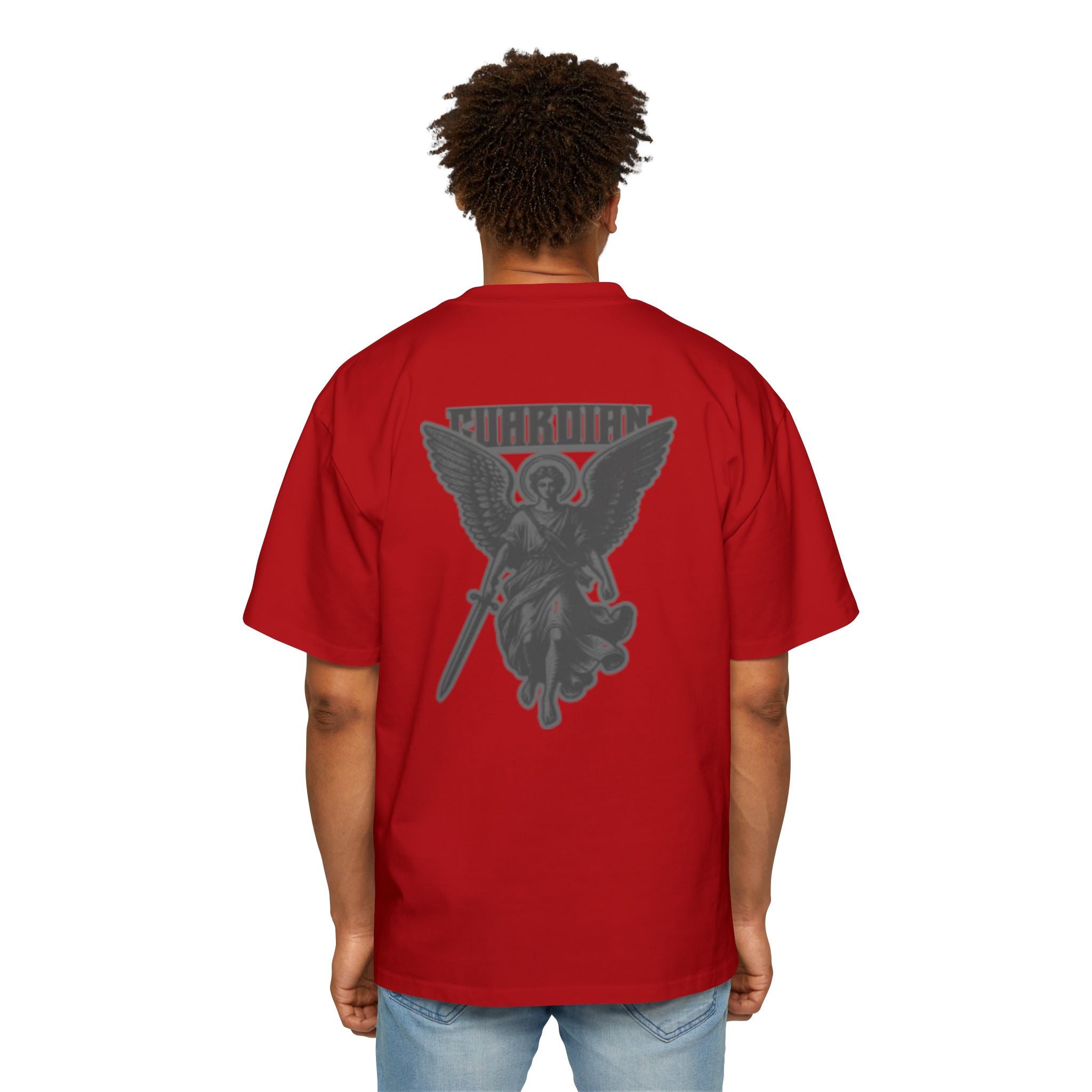 Angel Graphic Tee — "Corvus" Gothic Chest Print, Archangel Back Design