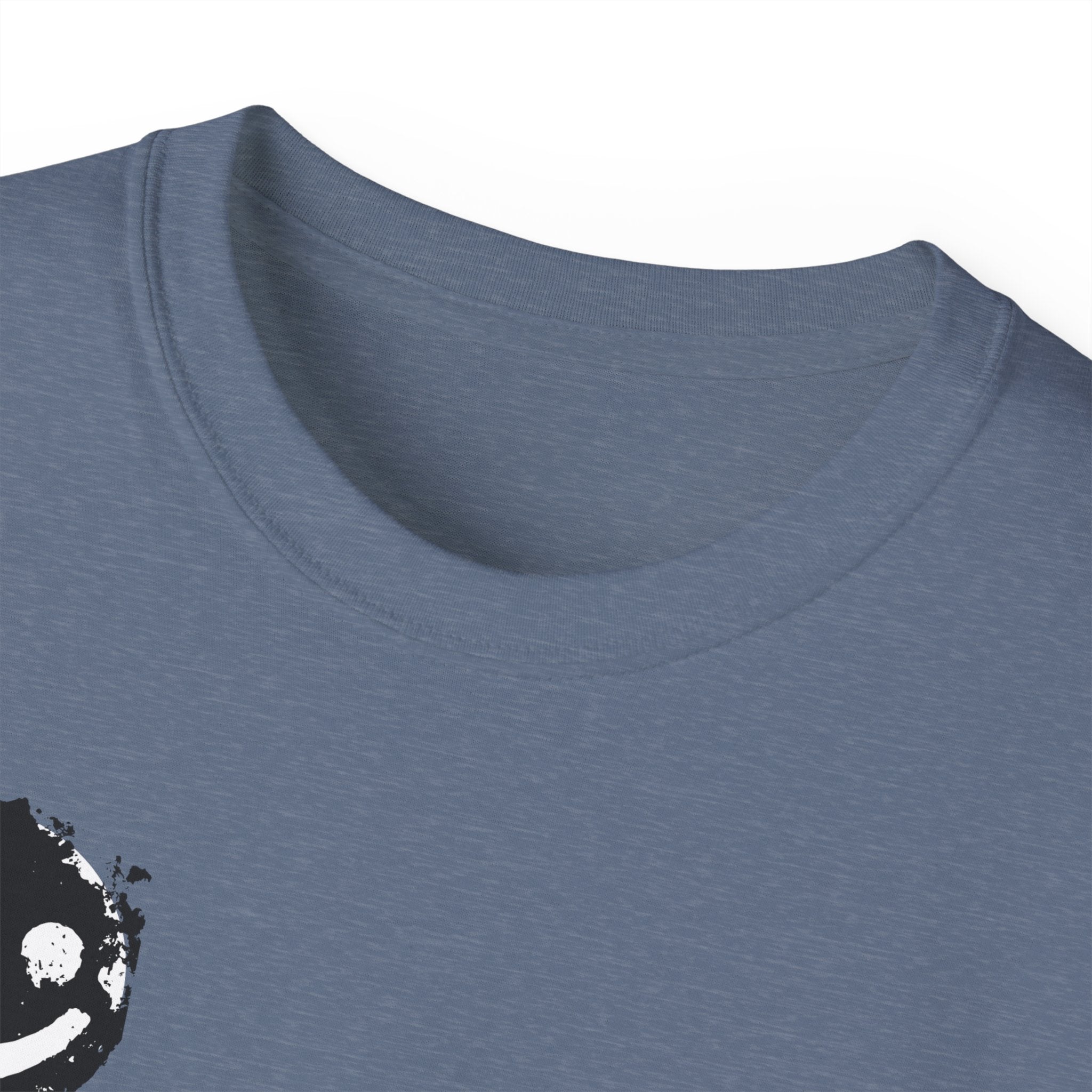 Smiley Crest Cotton Tee — Red Smiley Front, 'CORVUS' Star Logo Back