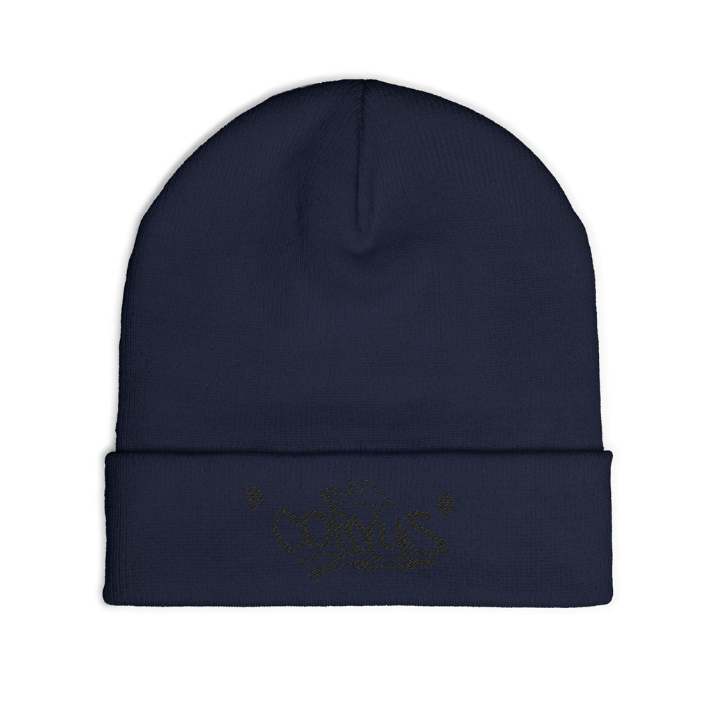 Embroidered 'Corvus' Graffiti Knit Beanie — Urban Streetwear Winter Hat