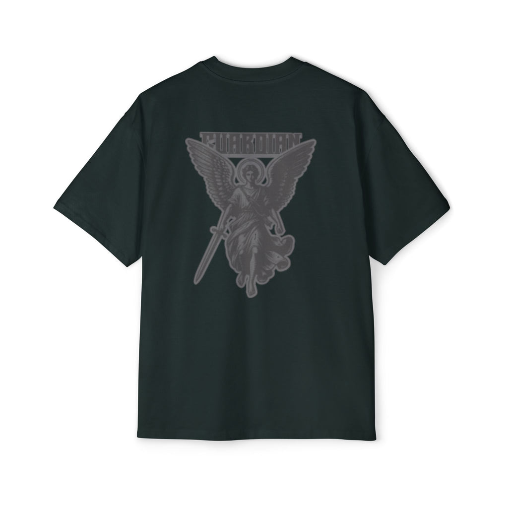 Angel Graphic Tee — "Corvus" Gothic Chest Print, Archangel Back Design