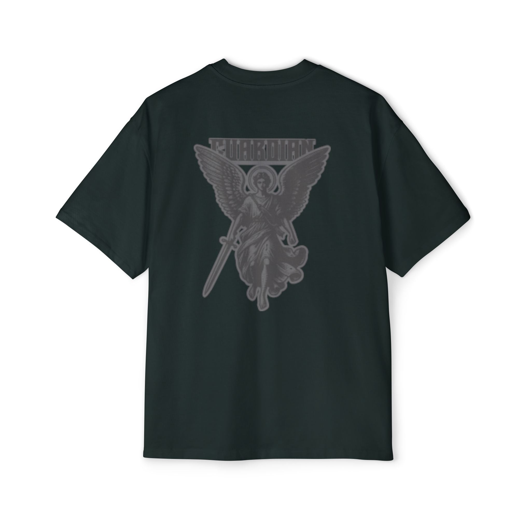 Angel Graphic Tee — "Corvus" Gothic Chest Print, Archangel Back Design