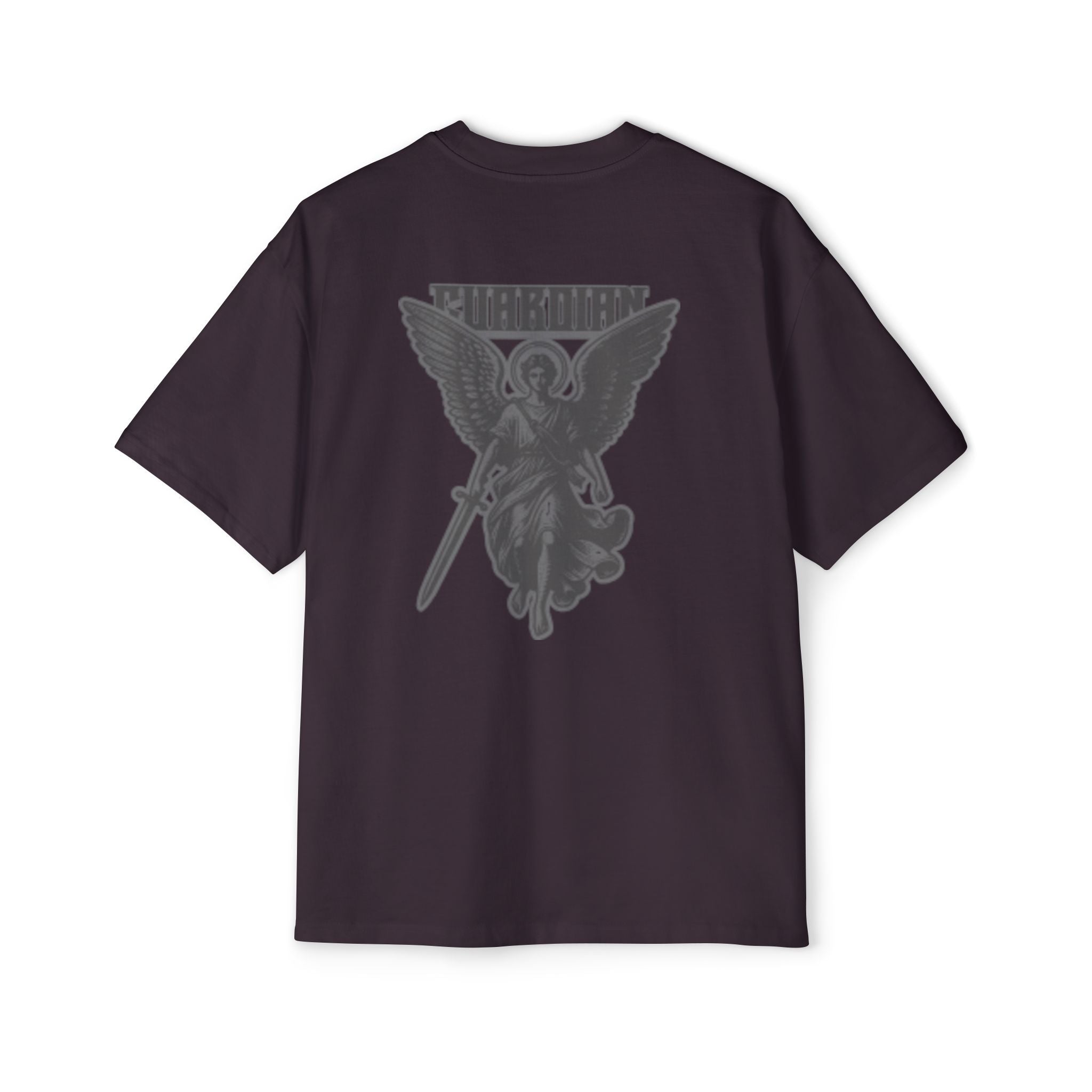 Angel Graphic Tee — "Corvus" Gothic Chest Print, Archangel Back Design