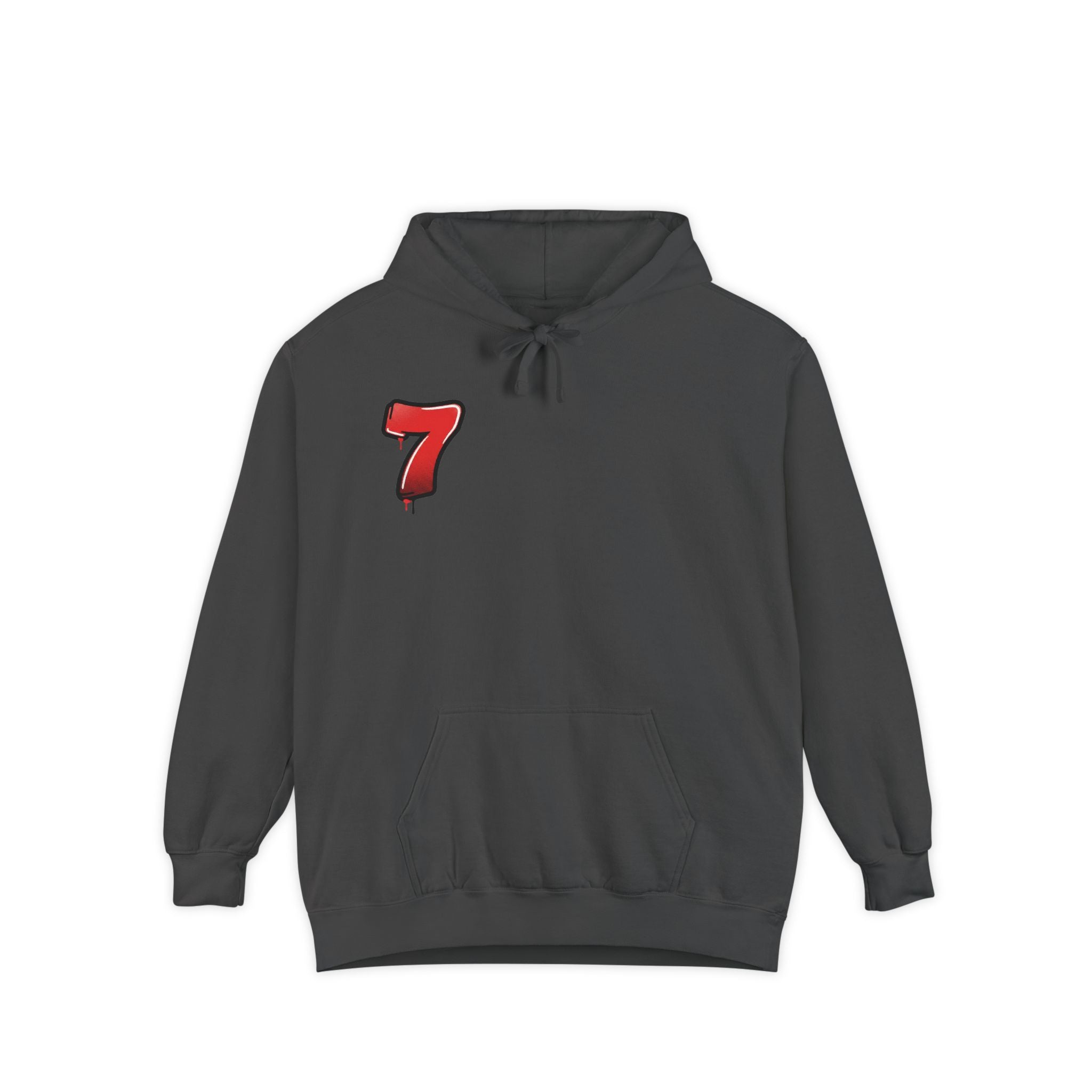 Lucky '7' Hoodie — Minimal Red Number Graphic Pullover