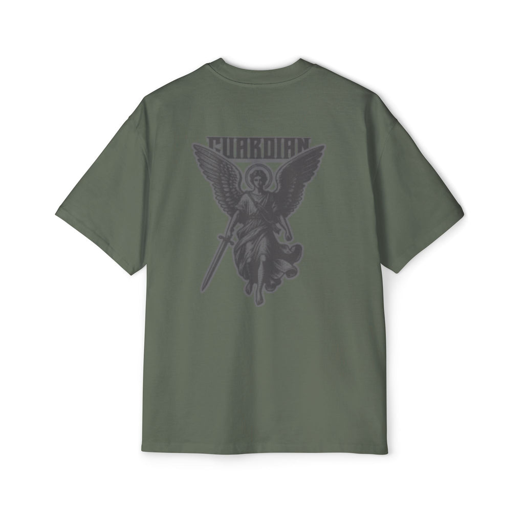 Angel Graphic Tee — "Corvus" Gothic Chest Print, Archangel Back Design