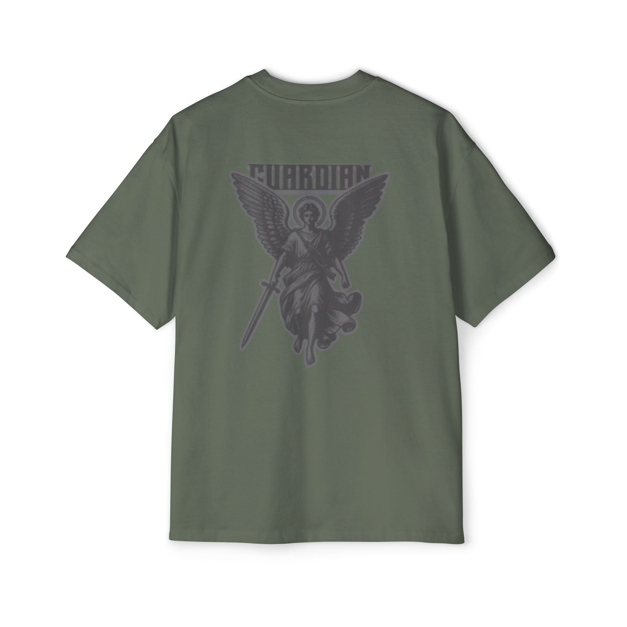 Angel Graphic Tee — "Corvus" Gothic Chest Print, Archangel Back Design