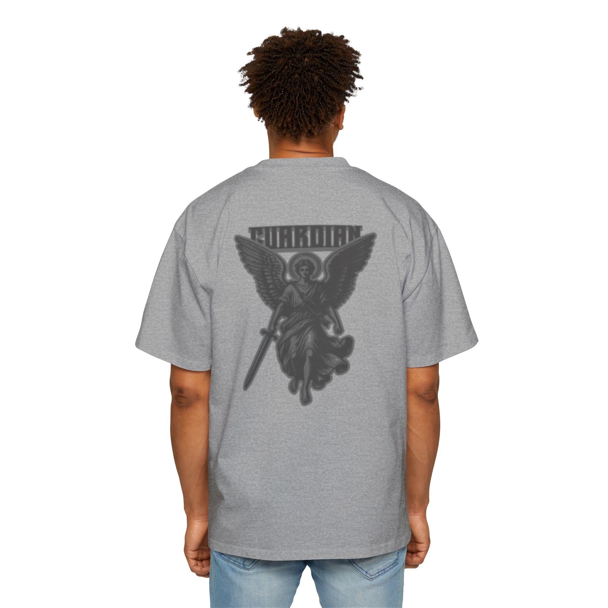 Angel Graphic Tee — "Corvus" Gothic Chest Print, Archangel Back Design