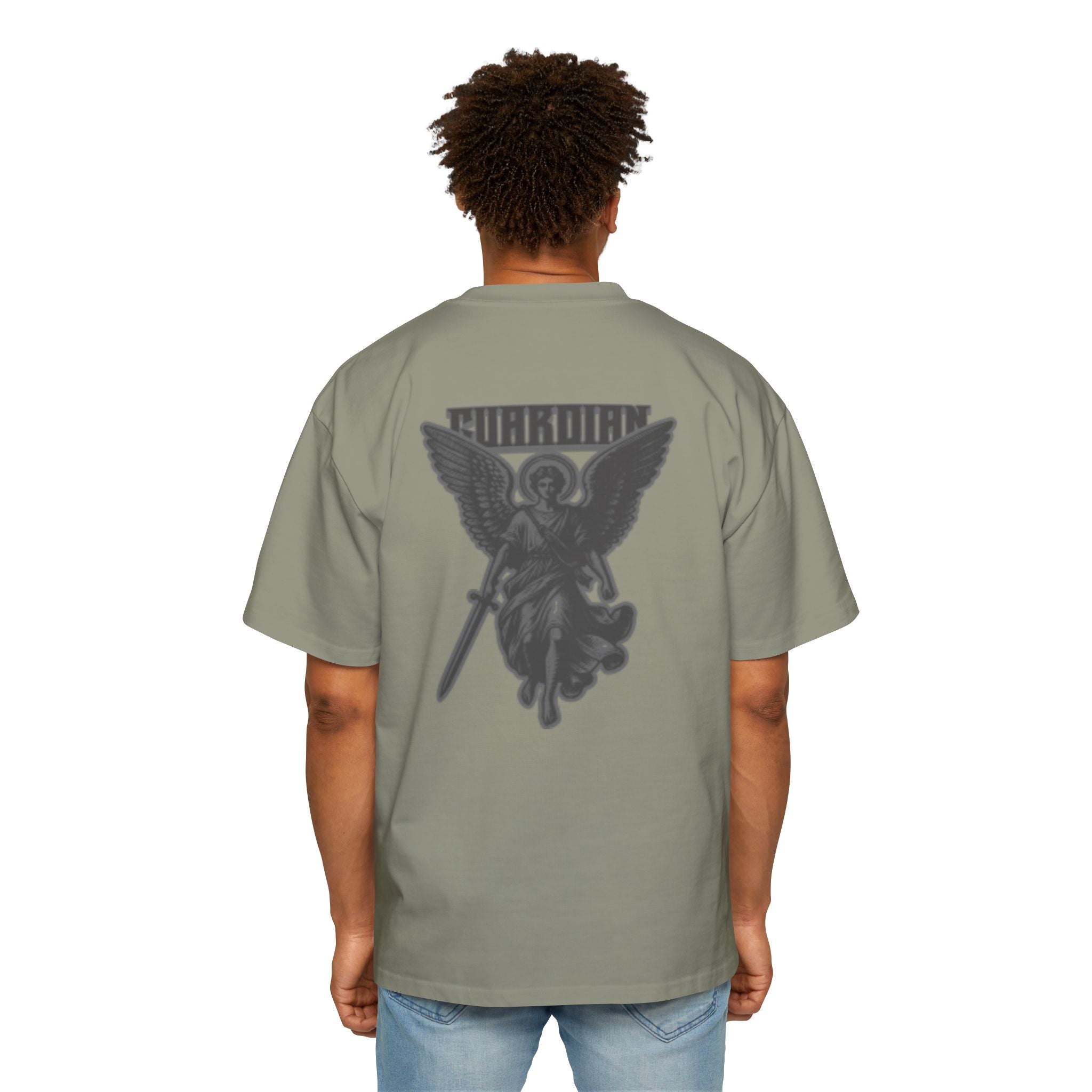 Angel Graphic Tee — "Corvus" Gothic Chest Print, Archangel Back Design