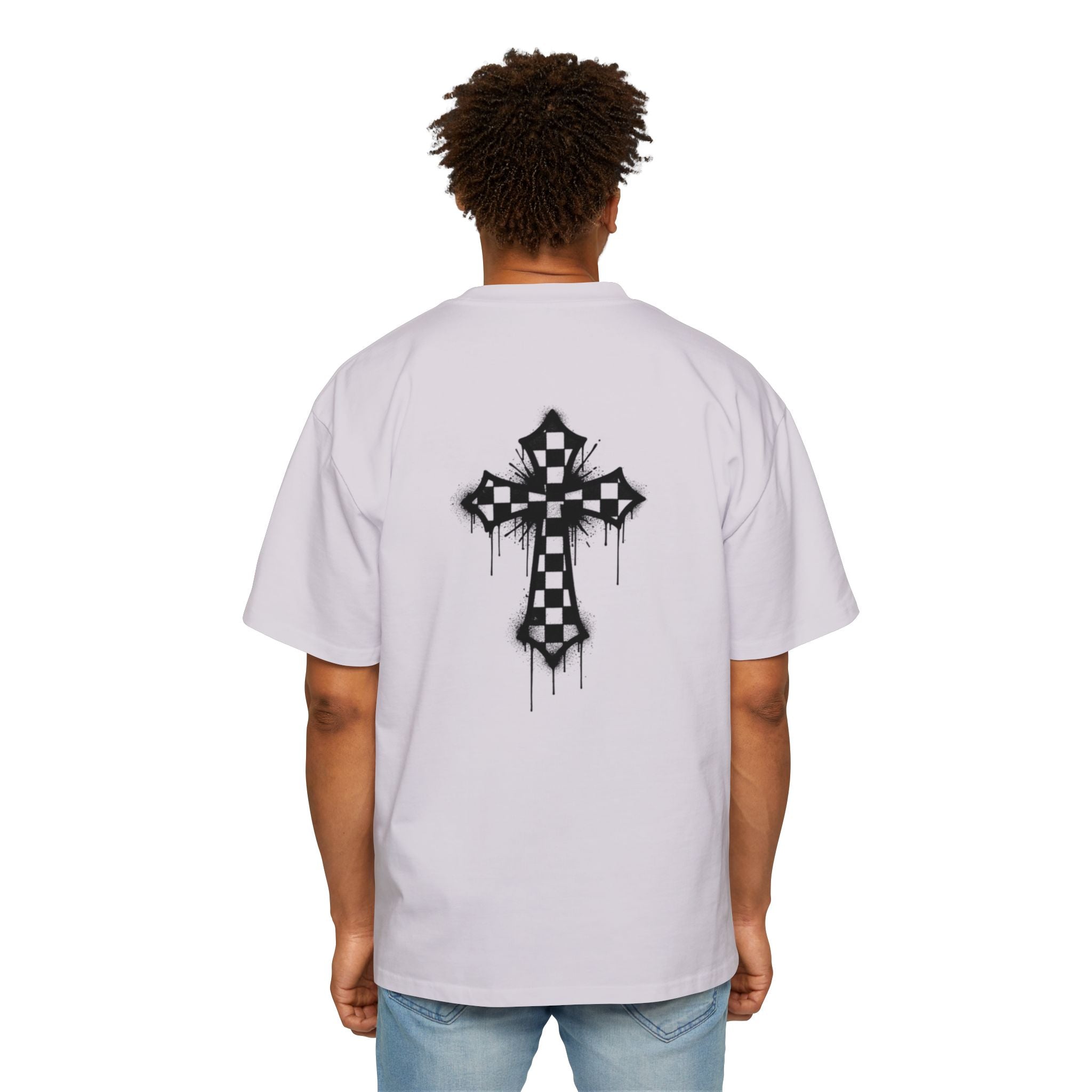 Corvus Gothic Tee — Dripping Checkerboard Cross Graphic