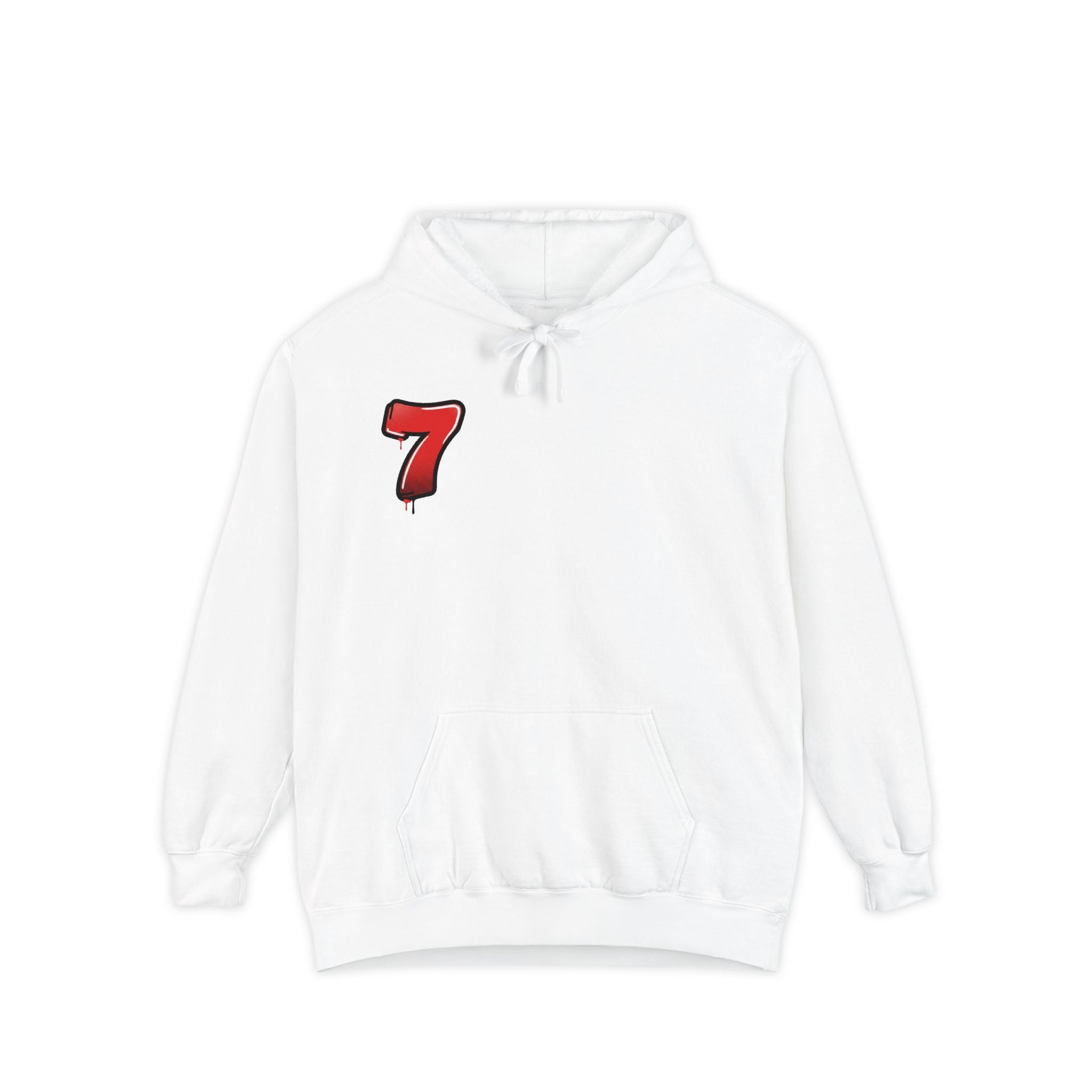Lucky '7' Hoodie — Minimal Red Number Graphic Pullover