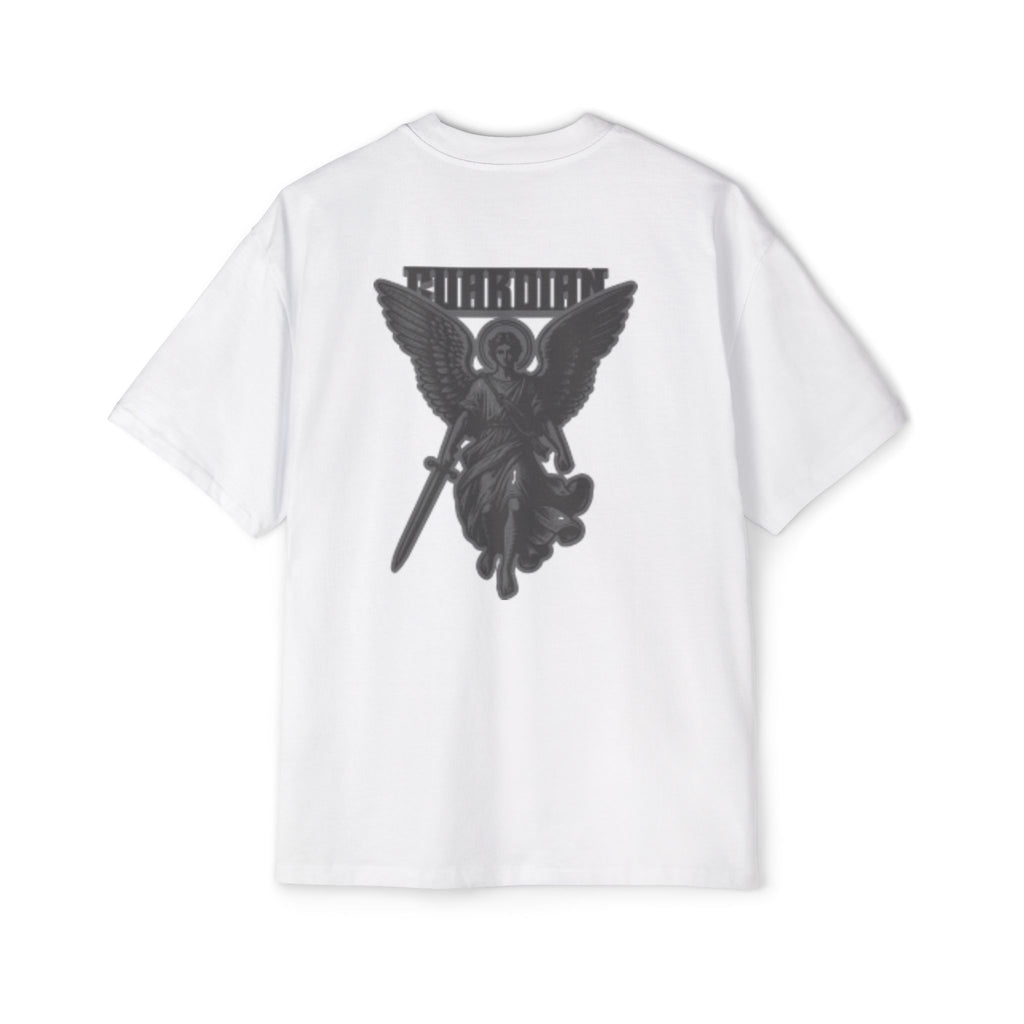 Angel Graphic Tee — "Corvus" Gothic Chest Print, Archangel Back Design