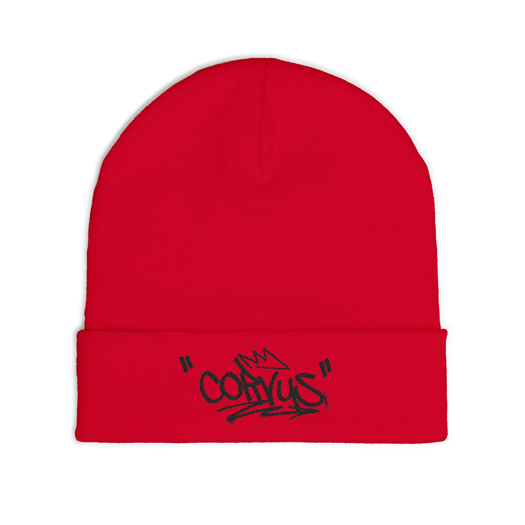 Embroidered 'Corvus' Graffiti Knit Beanie — Urban Streetwear Winter Hat