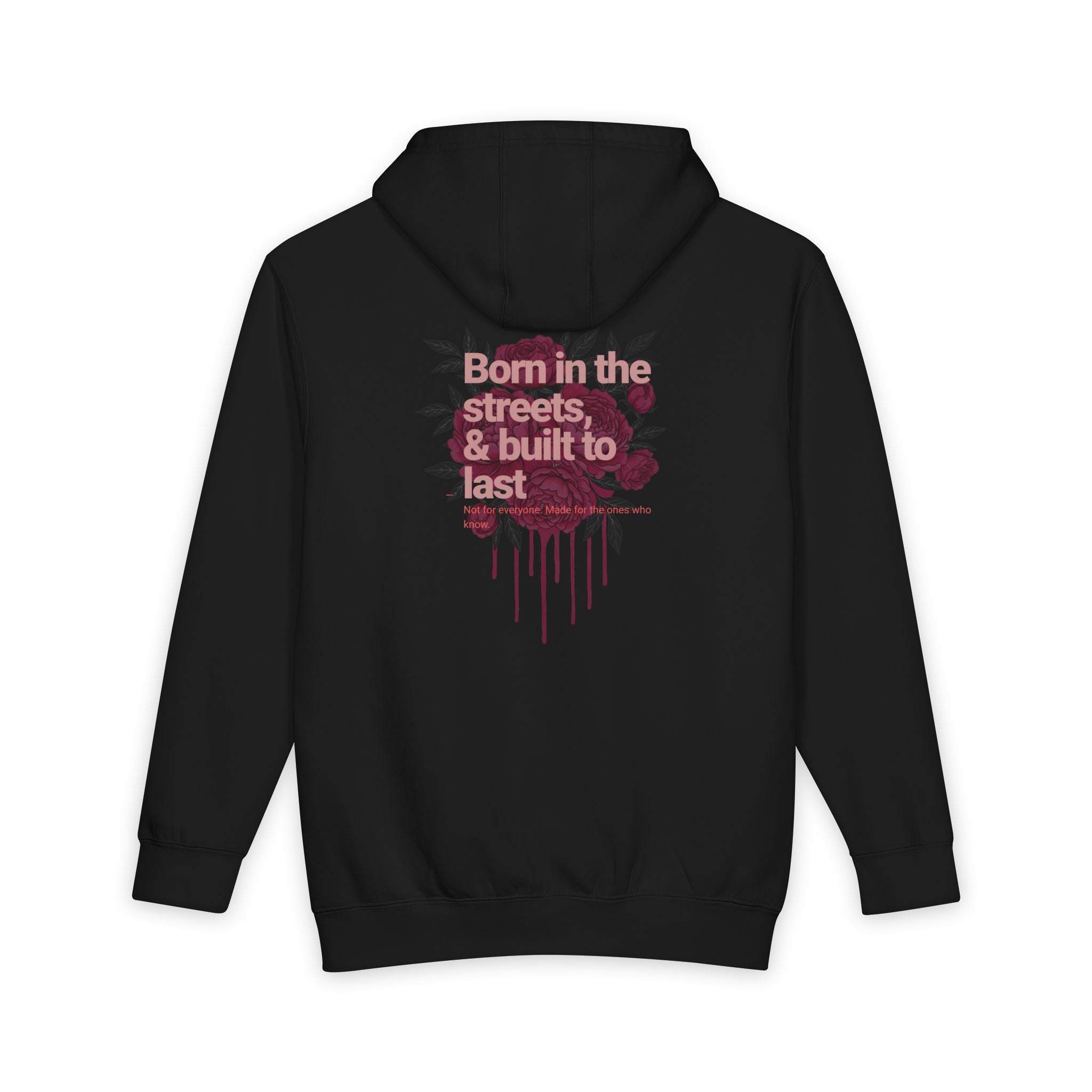 Corvus 22 Floral Graphic Hoodie — "Born in the streets, & built to last" Back Print