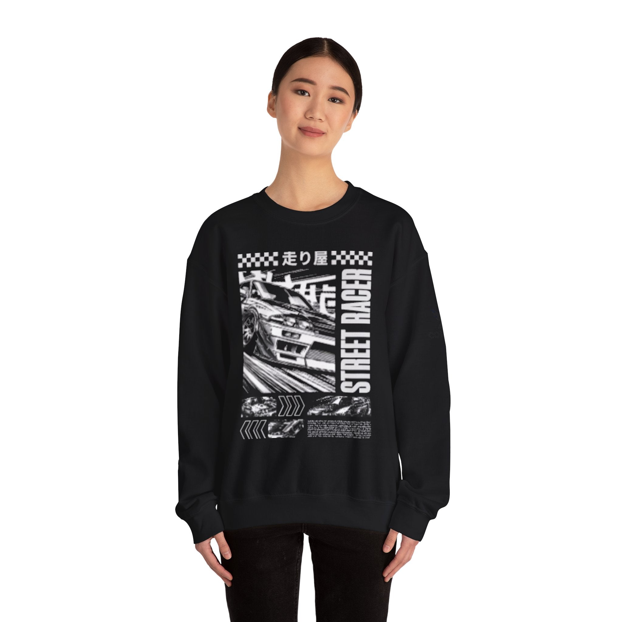 Street Racer Crewneck Sweatshirt — Vintage Japanese Drift Racing Graphic