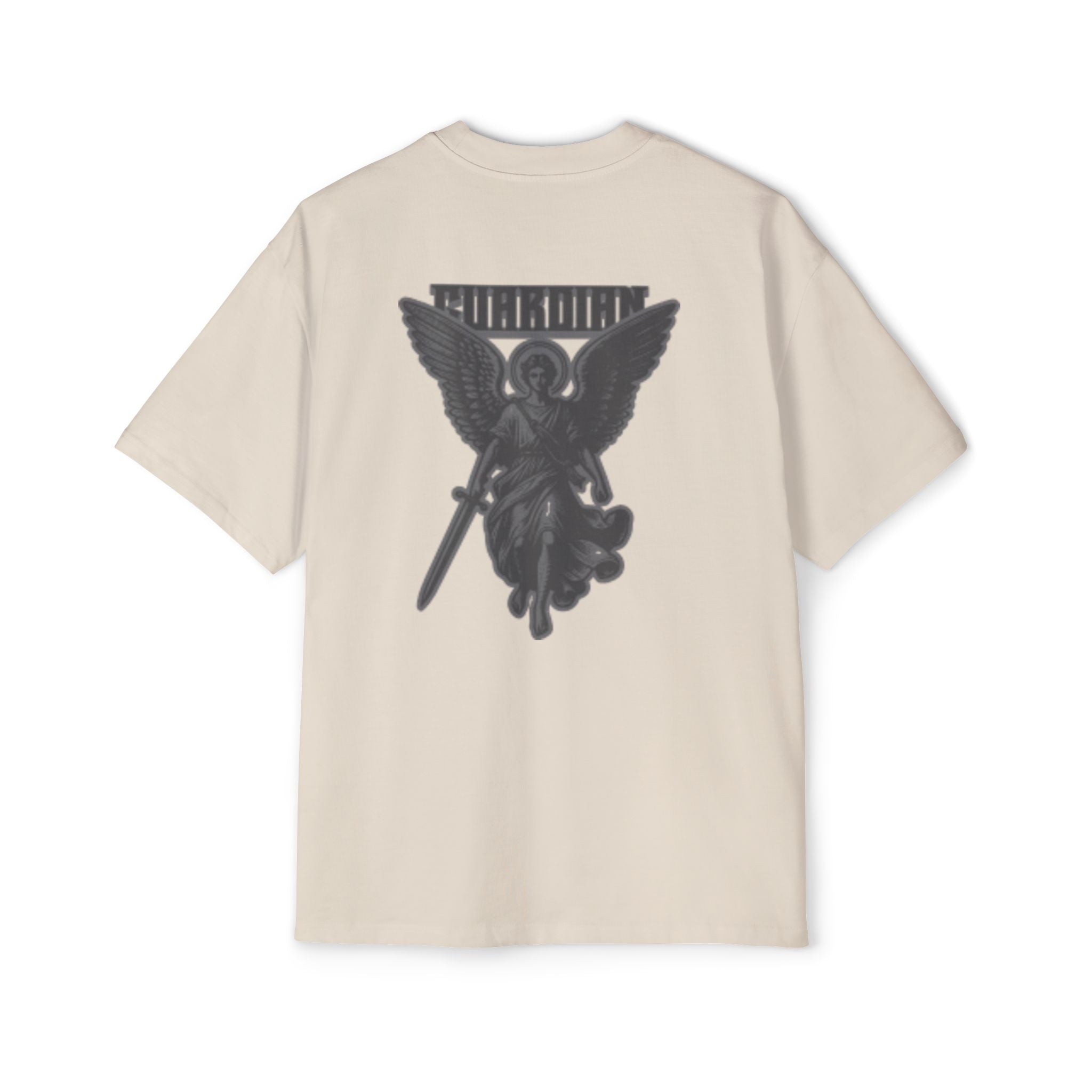 Angel Graphic Tee — "Corvus" Gothic Chest Print, Archangel Back Design