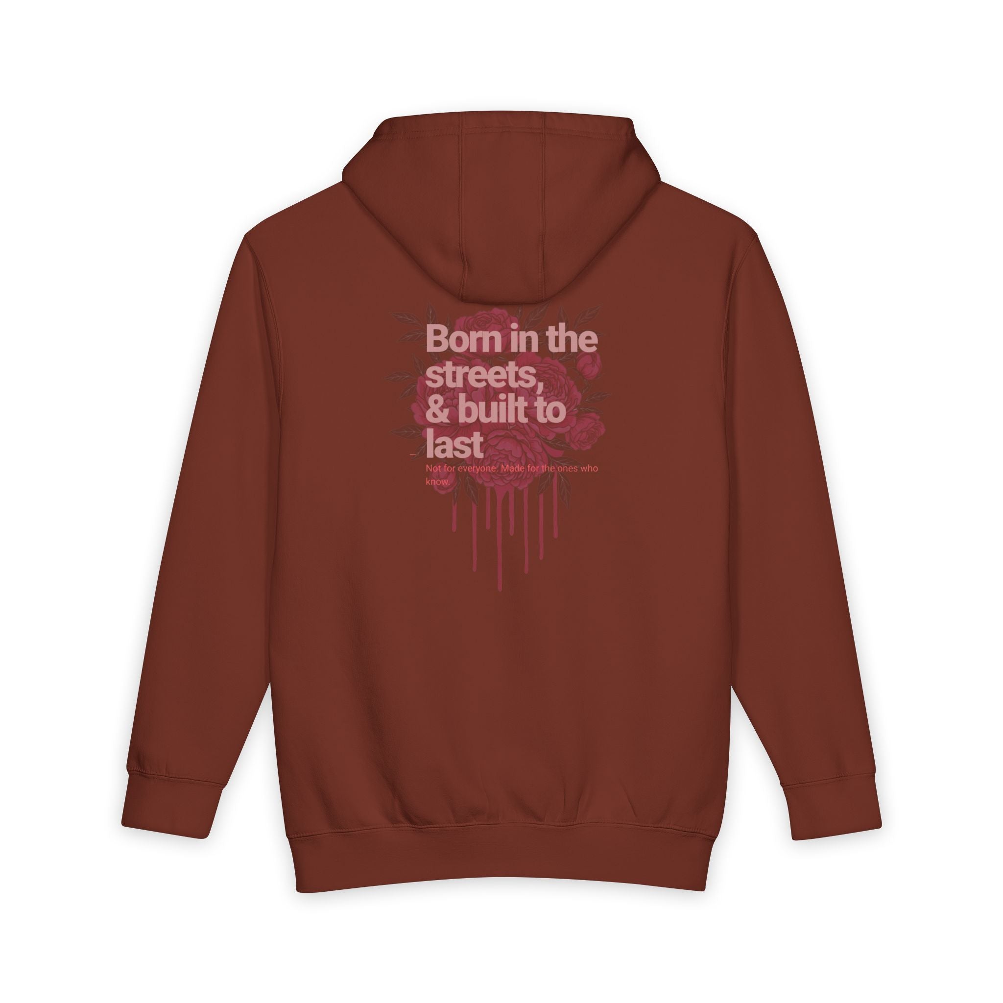 Corvus 22 Floral Graphic Hoodie — "Born in the streets, & built to last" Back Print