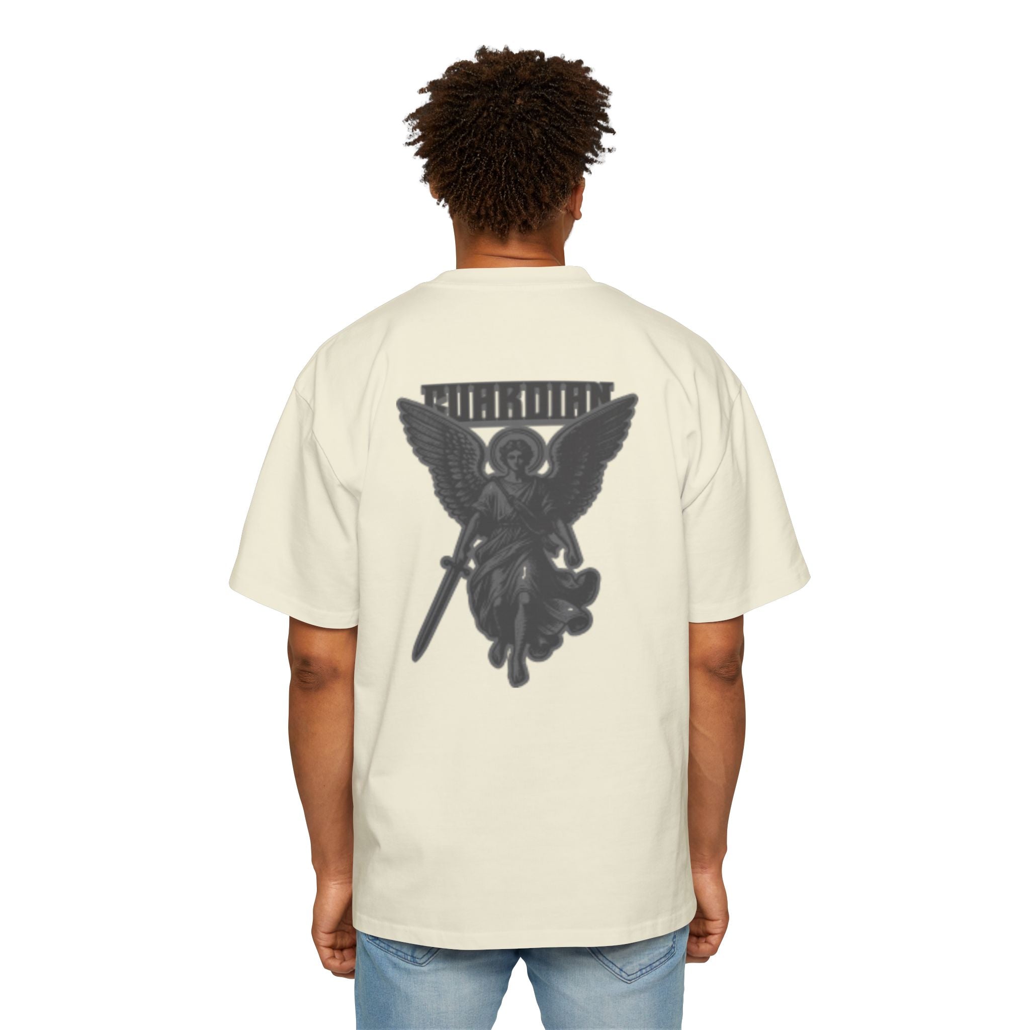 Angel Graphic Tee — "Corvus" Gothic Chest Print, Archangel Back Design