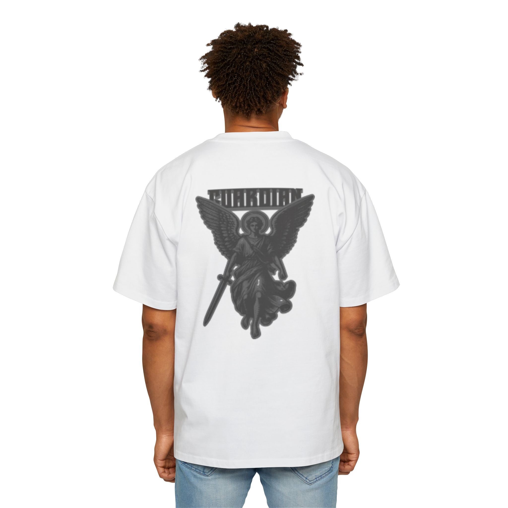 Angel Graphic Tee — "Corvus" Gothic Chest Print, Archangel Back Design