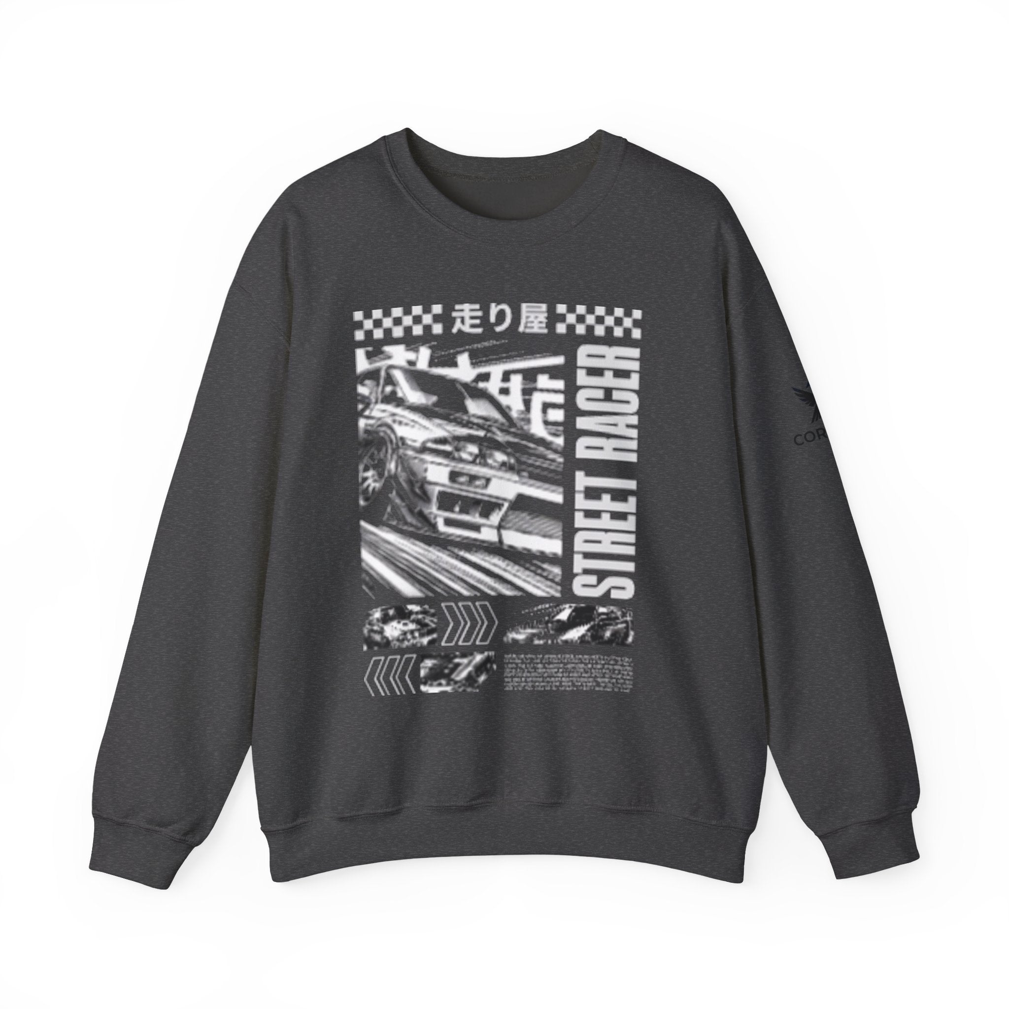 Street Racer Crewneck Sweatshirt — Vintage Japanese Drift Racing Graphic