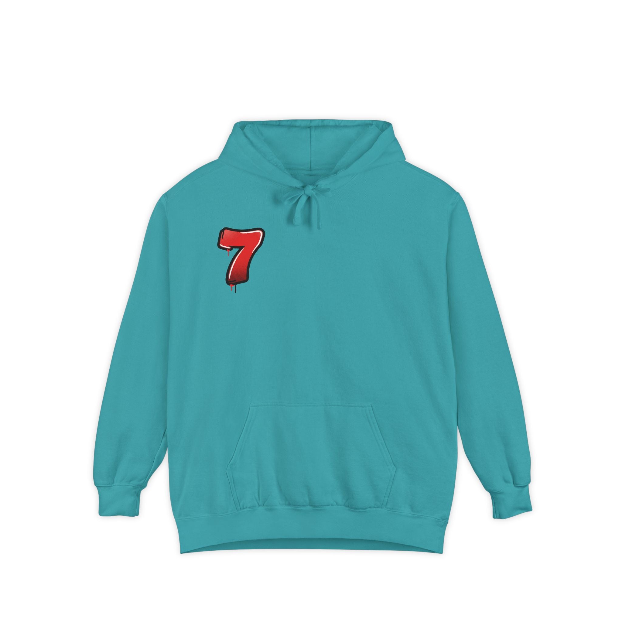 Lucky '7' Hoodie — Minimal Red Number Graphic Pullover