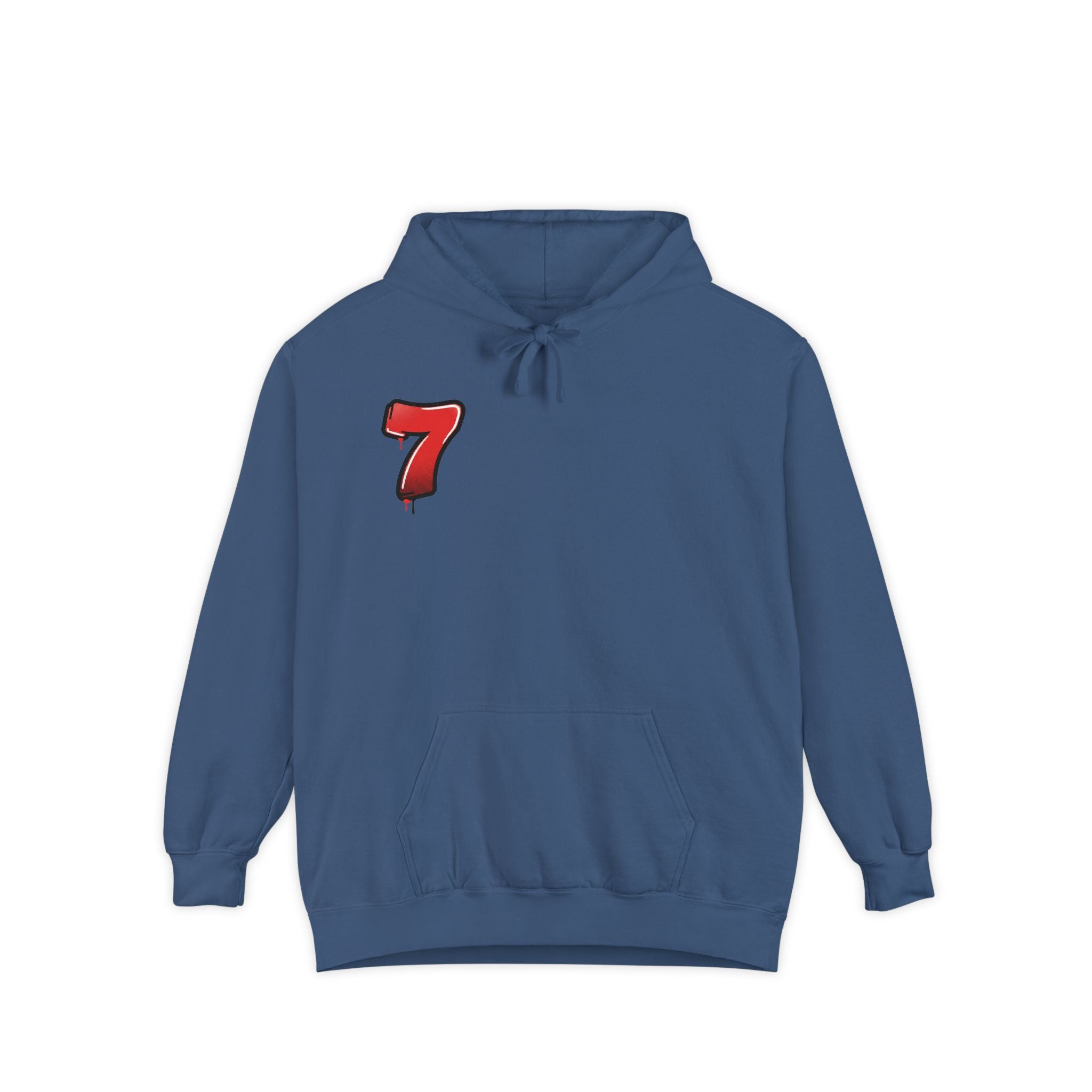 Lucky '7' Hoodie — Minimal Red Number Graphic Pullover