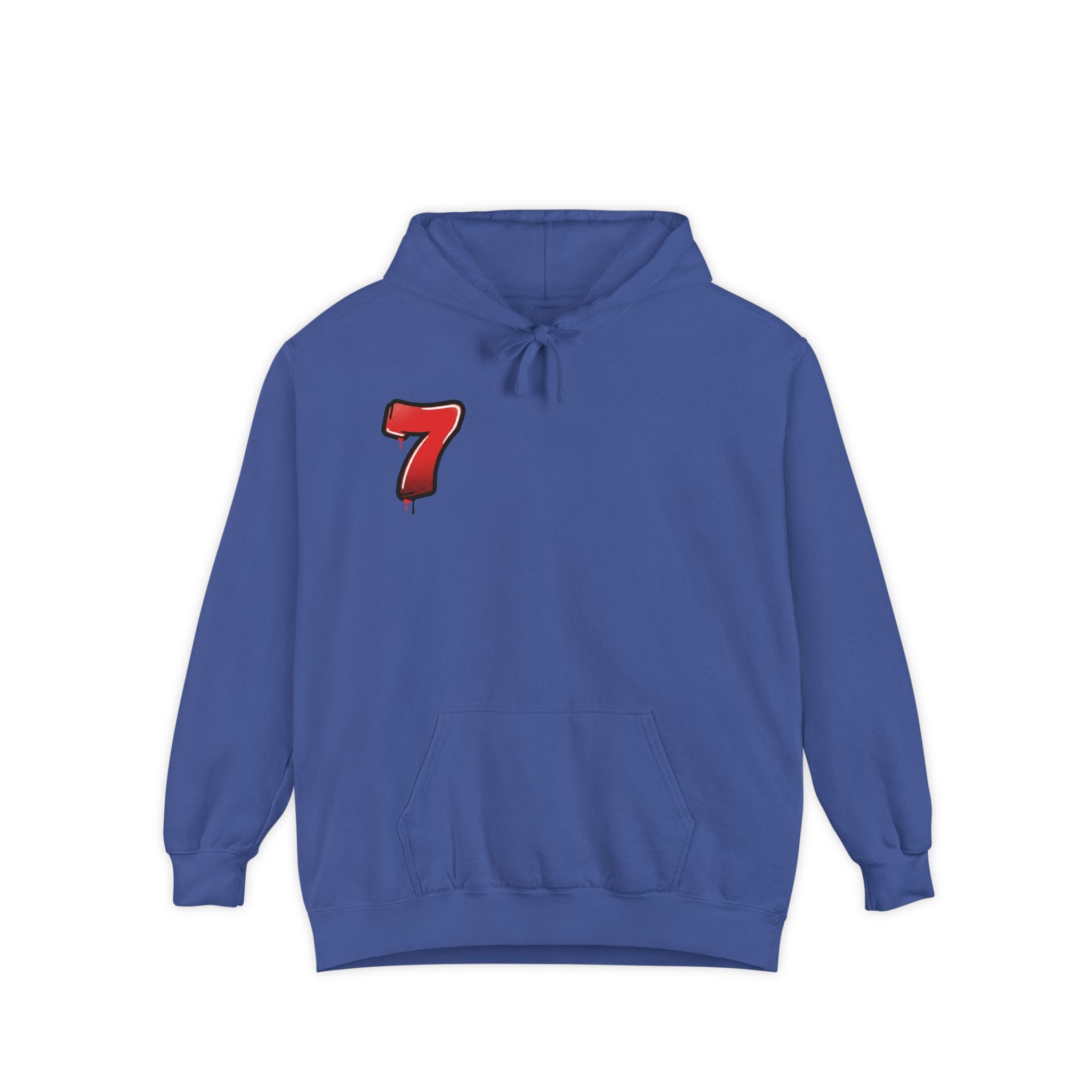 Lucky '7' Hoodie — Minimal Red Number Graphic Pullover
