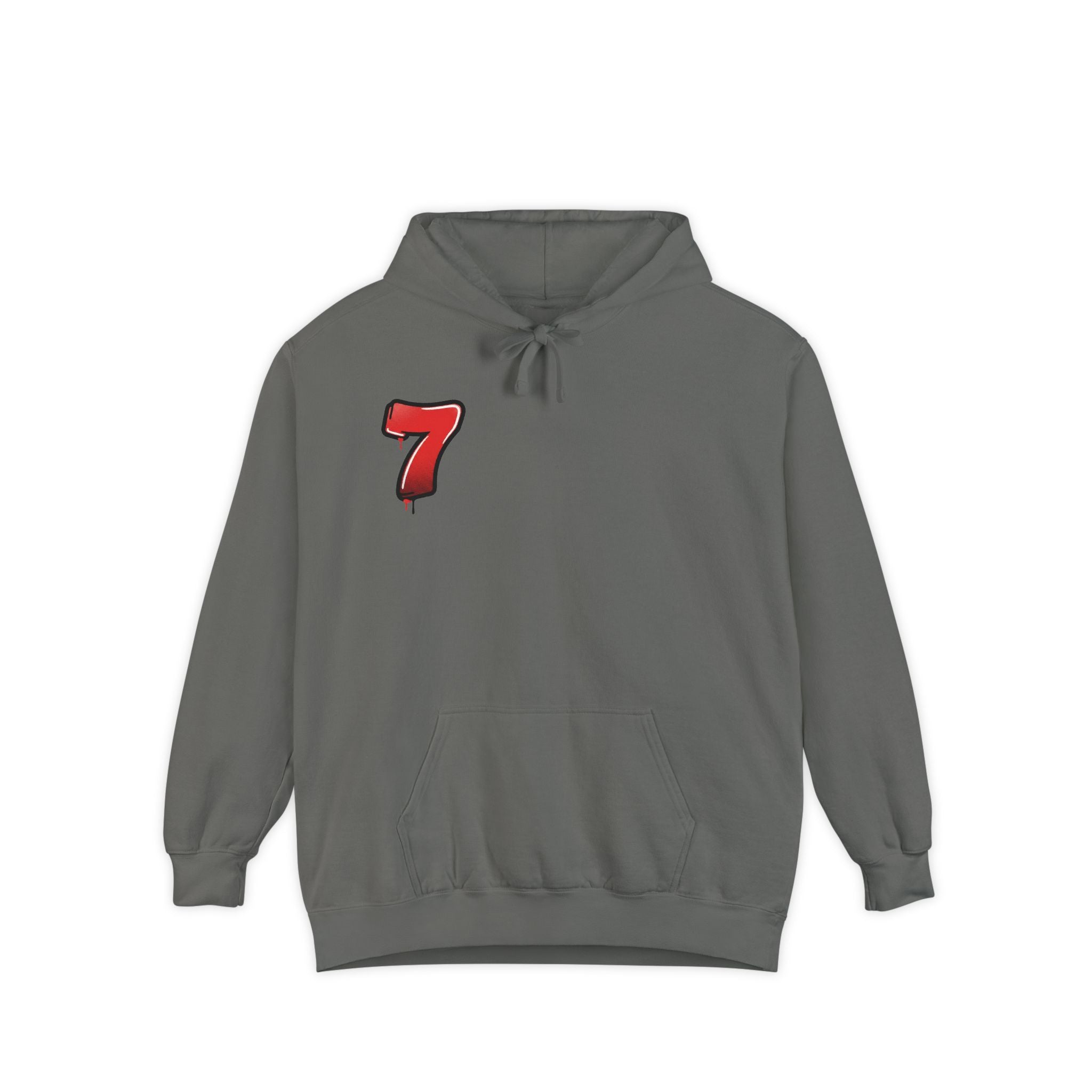 Lucky '7' Hoodie — Minimal Red Number Graphic Pullover