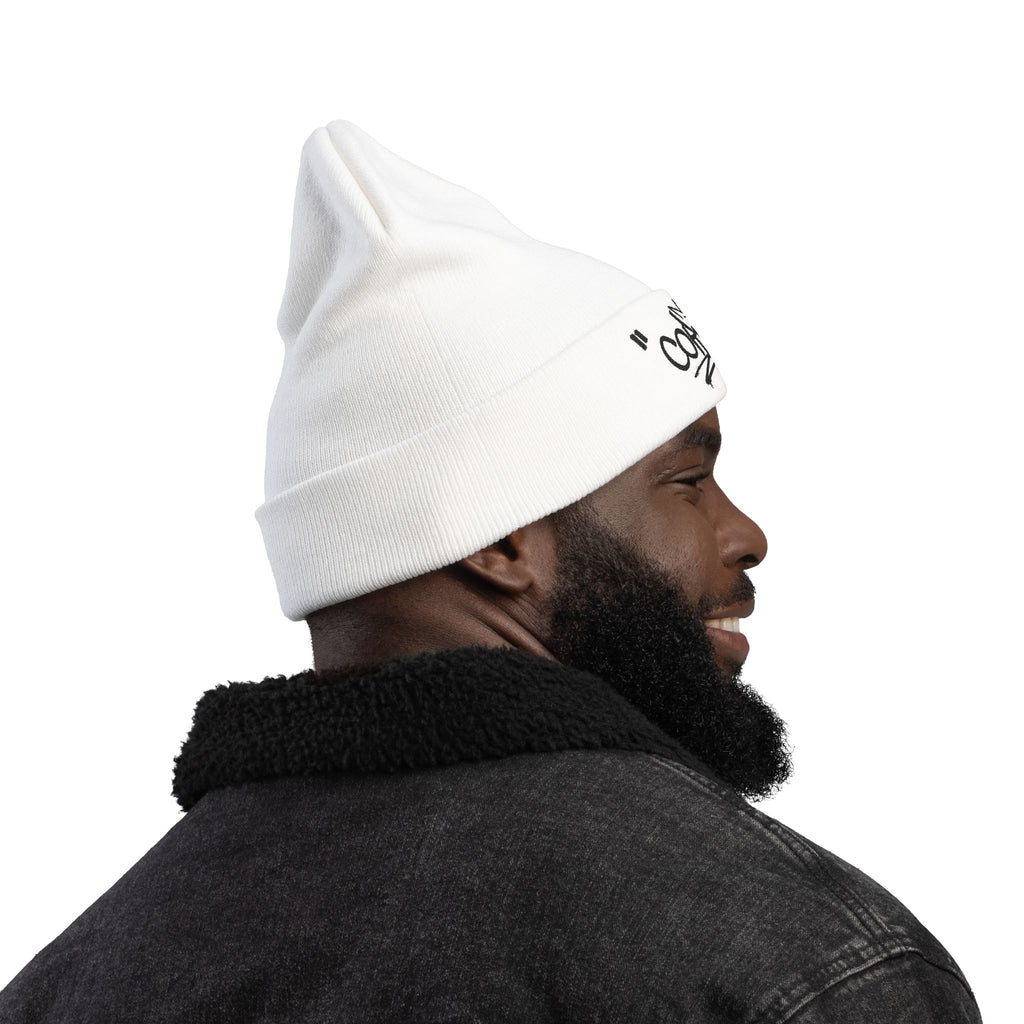 Embroidered 'Corvus' Graffiti Knit Beanie — Urban Streetwear Winter Hat