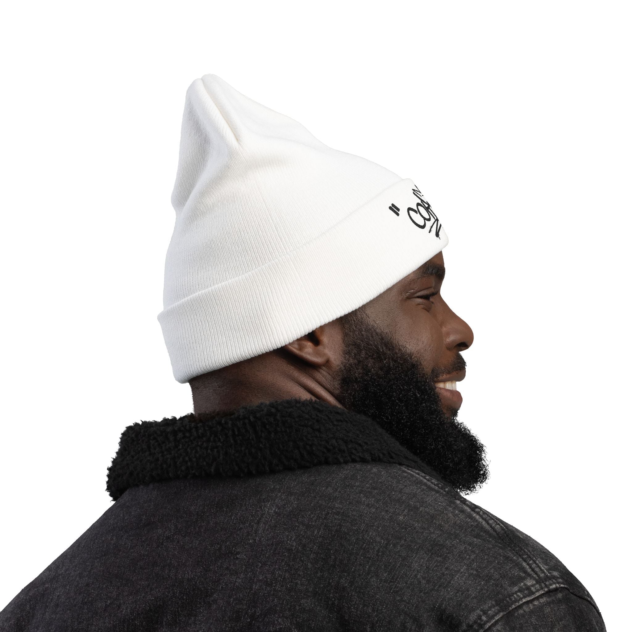 Embroidered 'Corvus' Graffiti Knit Beanie — Urban Streetwear Winter Hat