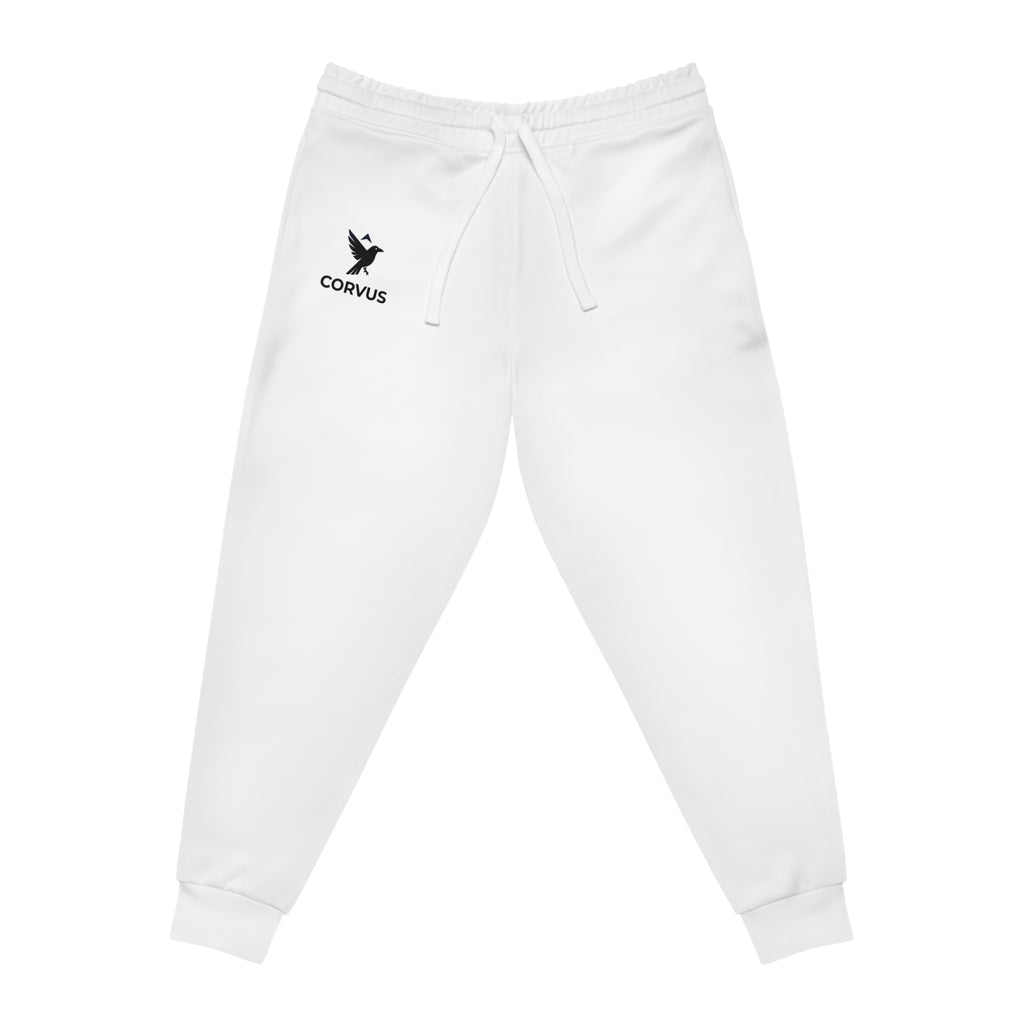 Corvus Athletic Joggers — Minimal Logo White Sweatpants for Everyday Comfort